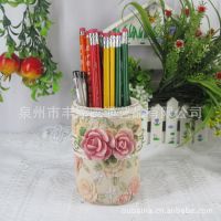 树脂笔筒 玫瑰田园家居饰品 韩版创意文具 办公用品 欧式礼品
