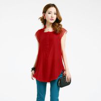 韓版時(shí)尚顯瘦大碼夏裝 氣質(zhì)后背鏤空雕花燕尾網(wǎng)紗2件套雪紡上衣