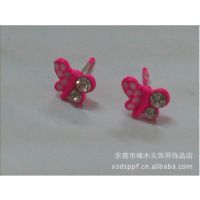 款合金属防过敏耳钉 花树叶形款式颜色多样喷漆滴油耳钉