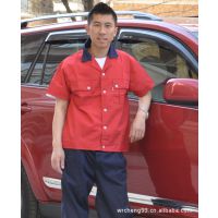 定做工衣涤棉 短袖工作服 劳保服 维修服 套装 男短袖工程服 夏装