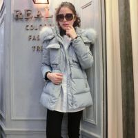 2014冬裝新款韓版女式羽絨服長(zhǎng)袖中長(zhǎng)款連帽狐貍毛領(lǐng)羽絨服外套女