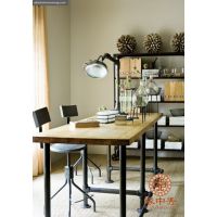 LOFT工业设计法国索诺玛餐桌酒吧吧台桌老松木做旧咖啡桌办公桌
