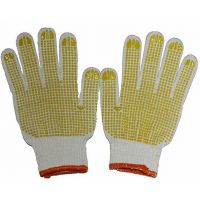 新品黄色点塑手套点胶手套耐磨防割劳保防护线手套批发