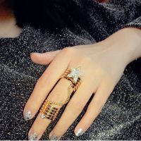 欧美外贸原水钻五角星星个性双环弹簧朋克单韩国潮女个性多层戒指