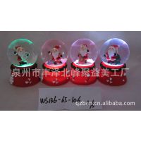厂家批发 水晶玻璃雪花球 圣诞水球 内含led灯水球