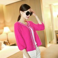 2014秋冬裝新款韓版女式純色馬海毛亮鉆披肩開衫外套針織衫
