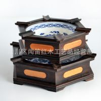 紫檀木六角套2烟灰缸带瓷 ***红木工艺品 厂家直销 木质烟灰缸