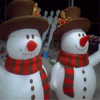 玻璃钢卡通雪人雕塑商场美陈摆件 艺术空间圣诞树DP点装饰布置活动道具