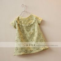 XD304671qm~欧美风~镂空花蕾丝连衣裙 浅绿色 白色0.65