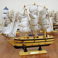 20CM实木帆船 地中海风格造型手工艺品 商务馈赠礼品精品年货
