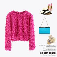 秋冬新款韓版毛絨短款下擺收折套頭短款女式外套