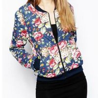 $F 欧美风 2014秋装专柜同款印花棉夹克批发 X5938女装一件代发