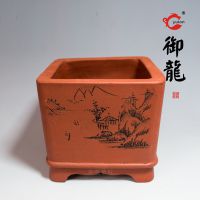 宜兴紫砂厂家 御龙直销  中式 优雅紫砂花盆摆件多色可选 可混批