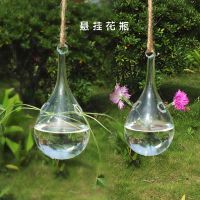 透明悬挂式水晶玻璃花瓶水滴型吊球花瓶 插花工艺品欧式家居装饰