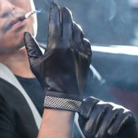 新款羊皮***手套冬天冬季加厚加绒保暖男士骑车分指手套批发厂家