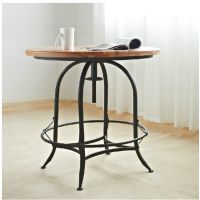 美式家具出口欧式后工业设计做旧铁艺实木桌面餐桌子咖啡桌圆桌