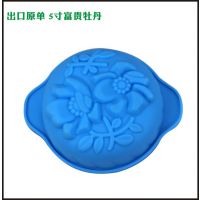 厂家直销烤箱微波炉专用硅胶5寸儿童创意牡丹花形蛋糕模烘焙工具
