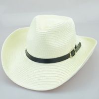 批发 男士西部牛仔帽 可折叠草帽遮阳帽沙滩大沿帽夏天皮带扣帽子