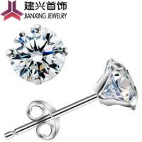 925纯银 饰品批发 四爪耳钉 锆石紫水晶耳环耳坠 ***首饰 银饰