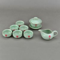 正品汝窑 ***礼盒包装开片可 陶瓷8头汝瓷功夫茶具套装 红茶茶杯 厂家批发直销价
