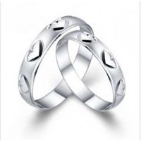 韩版心形情侣对戒 车花戒指 925纯银 男女款 工厂直批