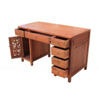 ***实木书桌办公桌 明清仿古 古典中式家具 实木榆木 荷花电脑桌