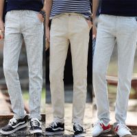 供應(yīng)英倫休閑褲男褲 亞麻褲男士修身男褲舒適直筒長(zhǎng)褲 免費(fèi)代理