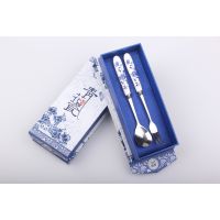 青花瓷礼品餐具两件套 便携不锈钢勺叉 酒店用品 名瑞MR-1801