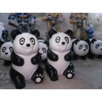 供应深圳玻璃钢动物雕塑-熊猫雕塑 公园园林景观仿真熊雕塑