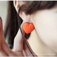 2012新款韩国代购饰品批发代理ES1153时尚个性可爱双色桃心形耳钉