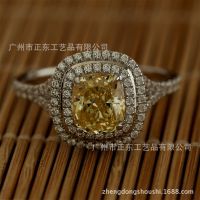 仿真黄钻***微镶纯银戒指 个性定做K金材质 广州正东珠宝首饰