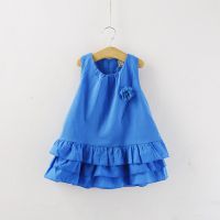 女童背心裙 纯棉双层连衣裙 层层荷叶边公主裙  3-532012