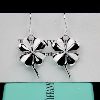 品牌正品 925純銀電白金四葉草 耳環(huán) 耳墜 韓版耳飾
