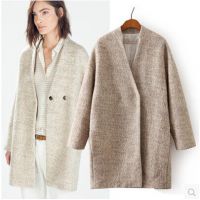 14秋冬新款歐美風(fēng)ZA羊絨大衣風(fēng)衣毛呢外套女式上衣