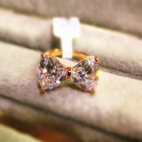 ***韩国饰品 满包邮电镀真金锆石蝴蝶节戒指指环女式戒指女首饰