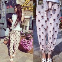 大量現(xiàn)貨 主推 蛇蛇同款 小狐貍印花休閑長(zhǎng)褲百搭哈倫褲顯瘦褲子