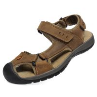 廠家直銷 時(shí)尚潮流男涼鞋 ***沙灘鞋頭層皮包頭男士涼鞋正品批發(fā)