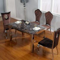 厂价定做 地中海风西餐桌 loft铸铁脚四人位方形桌子 大理石咖啡桌椅