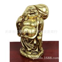 宇卓铜器 挑布袋铜弥勒佛摆件 平安纳福家居装饰品铜佛像***摆件
