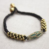 泰国蜡绳金刚结手链设计民族饰品 手工编织藏饰尼泊尔铜珠s0045