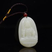 天然新疆和田青白玉生肖鸡本命佛不动尊菩萨玉石吊坠玉佩88007110