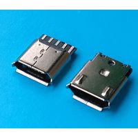 MICRO USB 焊线式5P 180°焊线有卷边 B型不通孔 铜壳