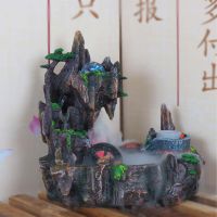 树脂假山流水鱼缸盆景喷泉家居装饰工艺品摆设***轮***桌面摆件