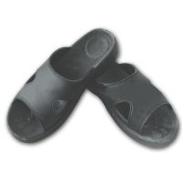 防静电黑拖鞋 ---- 革面PU底