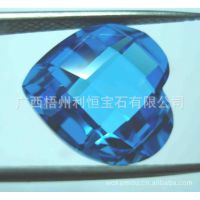 水晶玻璃石 心形锆石心形蓝宝石 蓝刚玉 梧州宝石