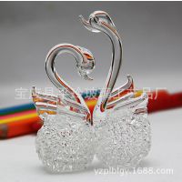 圣誕節(jié) 春節(jié) 情人節(jié) 好禮愛之天鵝水晶玻璃工藝品 車飾(一對)