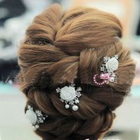 韓式陶瓷花朵彩鉆白鉆小花頭飾盤(pán)發(fā)頭花婚紗禮服配飾新娘飾品批發(fā)