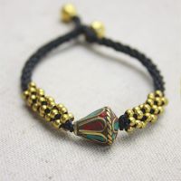 泰国蜡绳金刚结编织手链设计民族饰品 手工藏饰尼泊尔铜珠s0048