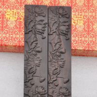 老石人黑梓木原红木镇尺铜镇纸压尺毛笔书法用品文房四宝套装