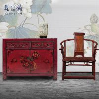 厂家生产供应粉漆彩绘二屉二门玄关柜 彩绘新中式鞋柜家具